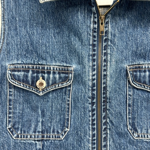 Vtg Paul Harris Denim Full Zip  pockets Vest denim on denim utility - Picture 2 of 9